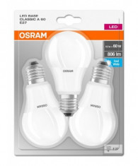 Set 3 becuri led osram e27 9w 806 lumeni lumina foto