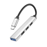 Cumpara ieftin Hub Type-C la USB 3.0, 3xUSB 2.0 - Hoco (HB26) - Silver