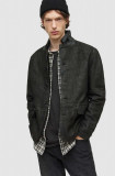 Cumpara ieftin AllSaints o jacheta biker din piele intoarsa barbati, culoarea gri, de tranzitie