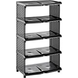 Cumpara ieftin Pantofar Negru cu 5 Rafturi, 48x30.5x86 cm - Suport Organizare Pantofi