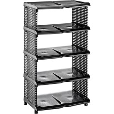 Suport pentru pantofi, 5 rafturi, negru, 48 x 30.5 x 86 cm