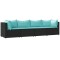 Set mobilier relaxare gradina 4 piese cu perne poliratan negru
