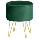 Taburet tapitat rotund Lili cu spatiu de depozitare, velur, 35x35x45 cm, verde Household NewTrend