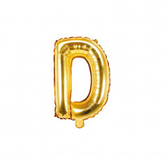 Balon Folie Litera D Auriu, 35 cm
