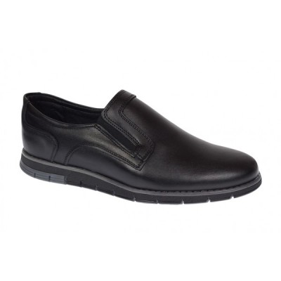 Pantofi barbati casual din piele naturala cu elastic negru SP2019EN foto