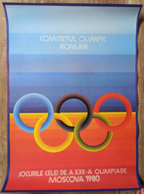 Afis Comitetul Olimpic Roman, Jocurile celei de a XXII-a Olimpiade Moscova 1980 foto