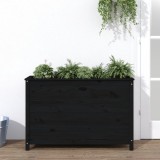 Cumpara ieftin Strat &icirc;nălțat de grădină, negru, 119,5x40x78 cm, lemn masiv pin