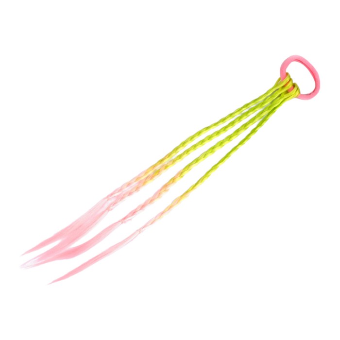 Elastic par cu 4 suvite colorate impletite Crisalida, lungime 40 cm, galben si roz