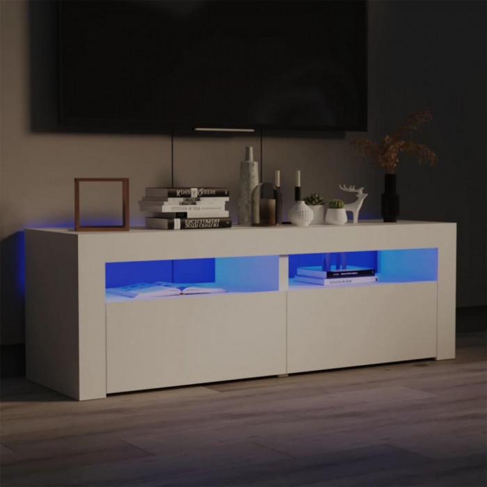 Comoda TV cu lumini LED, alb, 120x35x40 cm GartenMobel Dekor