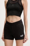 Puma pantaloni scurti femei, culoarea negru, neted, medium waist, 682438