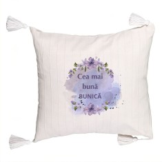Perna Decorativa cu Franjuri pentru Bunica 1, 45x45 cm, Cu fermoar foto