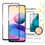 Folie Protectie Ecran WZK pentru Xiaomi Redmi Note 10 5G / Xiaomi Poco M3 Pro 5G, Sticla securizata, Full Face, Full Glue, Neagra