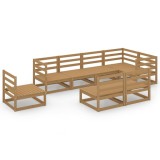 Set mobilier de gradina, 8 piese, maro miere, lemn masiv de pin
