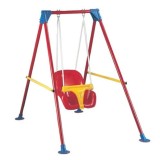Leagan din plastic pentru copii mici, cu cadru de sustinere din metal, inaltime 1.6 m, greutate maxima suportata 25 kg