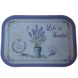 Farfurie metalica tip tava Pufo Life is Beautiful pentru servire desert, prajituri, aperitive, 40 x 29cm