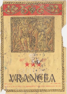 Eticheta Cognac Coniac Vrancea ND(1970) foto