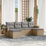 vidaXL Set canapele de grădină cu perne, 6 piese, bej, poliratan