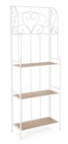 Cumpara ieftin Raft 4 polite otel alb mdf natur Guenda 59x28x167 cm