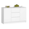 Comoda, placa laminata, 3 sertare, 4 rafturi, alb, 120x40x77 cm, Akord