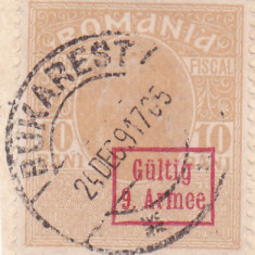 1917 ocupatia germana in Romania 10 bani fiscal-postal Gultig 9 A. rar stampilat