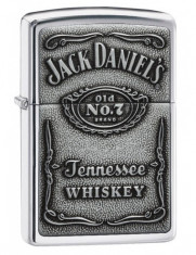 Bricheta Zippo 250JD.427 Jack Daniel&amp;#039;s Label Pewter Emblem Classic Spirits foto