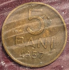 ROMANIA MONEDA RPR 5 BANI 1957/ PIESA DIN POZE/LIVRARE IN CARTONAS