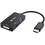 Adaptor 3 in 1 displayport pentru HDMI/DVI/VGA, negru