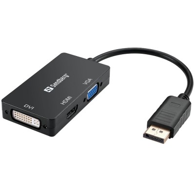 Adaptor 3 in 1 displayport pentru HDMI/DVI/VGA, negru foto