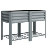 Outsunny Jardinieră Ridicată cu Raft de Depozitare, 150L, Oțel Galvanizat, &Icirc;nălțime 80 cm, pentru Grădină sau Terasă | Aosom Romania