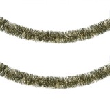 Beteală Crăciun, Jumbo, 3m x 8cm, Verde cu Tinsel Auriu, Oem