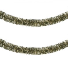Beteală Crăciun, Jumbo, 3m x 8cm, Verde cu Tinsel Auriu