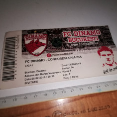 BILET MECI FOTBAL - DINAMO BUCURESTI - CONCORDIA CHIAJNA - 2016