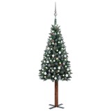 Brad de Crăciun pre-iluminat slim, set globuri, verde, 180 cm