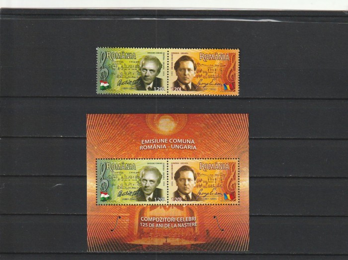 2006 LP 1726 LP 1726 b EM.COMUNA ROMANIA-UNGARIA SERIE + BLOC MNH NESTAMPILATE
