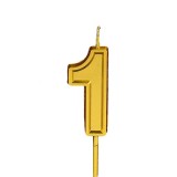 Lumanare pentru tort cifra 1, flippy, 4.8 cm, aniversare, aurie