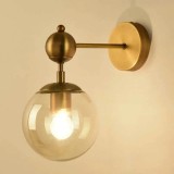 Aplica Perete E14, 1 Glob Transparent Lucios, 230V, Corp Auriu, 28cm, Interior