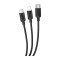 Cablu Incarcare USB la Lightning - USB la MicroUSB - USB la USB Type-C Usams SJ324, 1.2 m, Negru