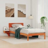 vidaXL Cadru de pat cu mese laterale Maro ceruit Lemn masiv de pin 873465