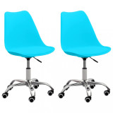 Scaune de bucătărie, 2 buc., albastru, piele ecologică, Set scaune, 2 scaune
