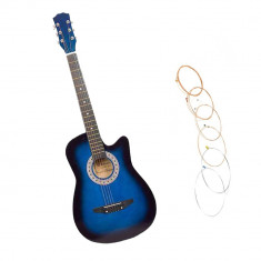Chitara clasa din lemn 95 cm, Cutaway, albastra, cadou corzi foto