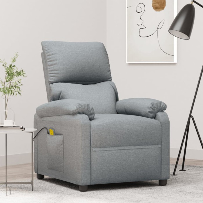 vidaXL Fotoliu de masaj, gri deschis, material textil 322456