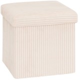 Taburet pliabil Atmosphera Arum din material tip catifea raiat, 38x38x38 cm, ivoire Household NewTrend