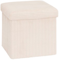 Taburet pliabil Atmosphera Arum din material tip catifea raiat, 38x38x38 cm, ivoire Household NewTrend