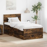 vidaXL Cadru de pat Stejar fumuriu 90 x 190 cm Lemn compozit 3408617