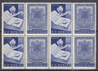 ROMANIA 1959 LP 484 a ZIUA MARCII POSTALE BLOC DE 4 TIMBRE CU VINIETE MNH foto