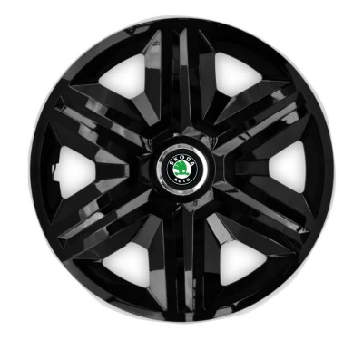 Set 4 capace roti hubcaps fast black R14 pentru gama auto Skoda foto