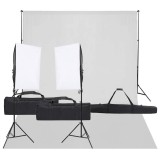 vidaXL Kit studio foto cu set de lumină și fundal 3094746