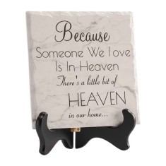 Set 2 piese placa comemorativa si suport LukieJac, 19 x 16 x 6 cm, marmura, lemn, multicolor