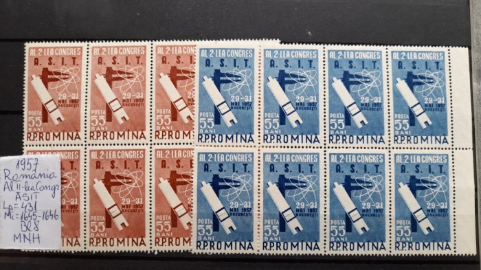 1957-Romania-Al II-lea congr.ASIT-Lp431-Bl 8-guma orig.-MNH-Perfect