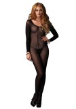 Catsuit Transparent Cu Maneca Lunga, Negru, Marime Universala